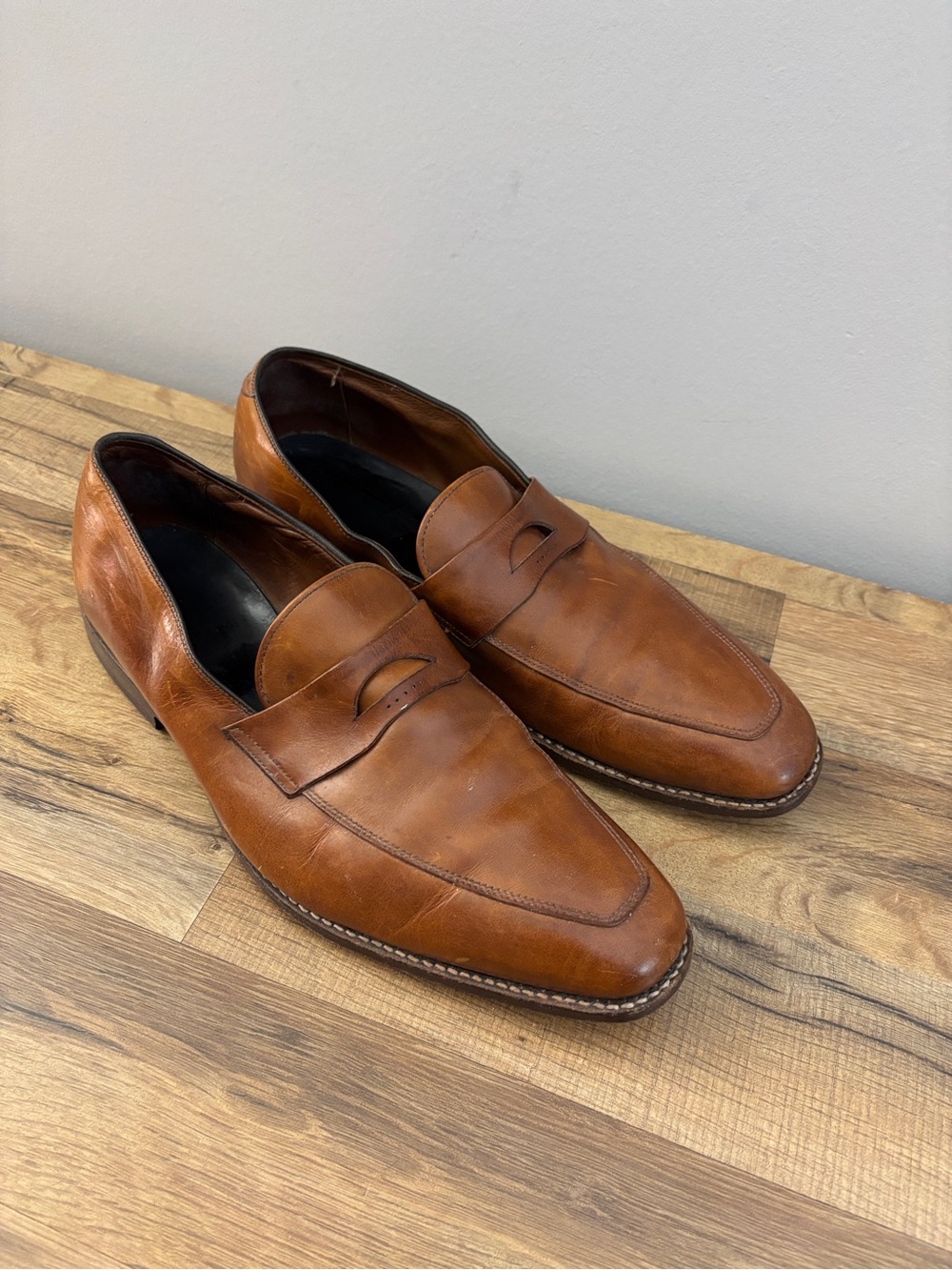 Allen Edmonds Melrose Loafer British Tan Leather Apron Almond Toe Men’s